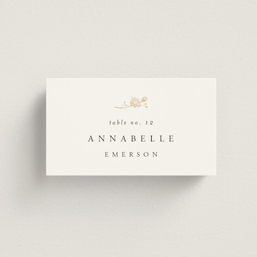 This is a classique wedding place cards with foil pressed by Design Lotus called you & me printing on signature in placecard
