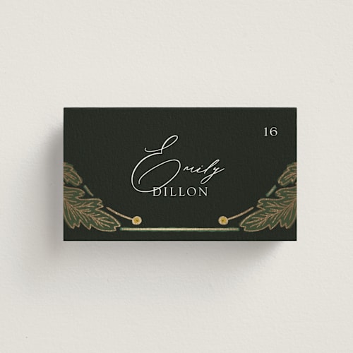 This is a buttercup wedding place cards with foil pressed by Jen Owens called embellished printing on signature in placecard