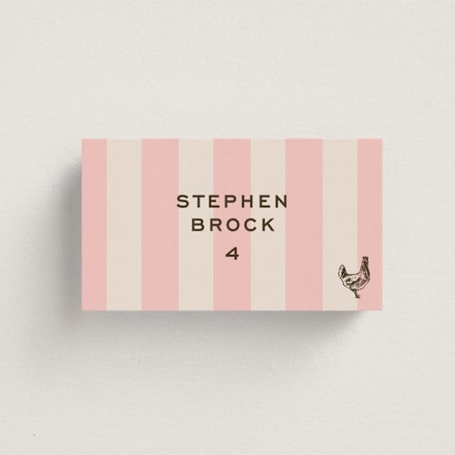 This is a peony wedding place cards with standard by Megan Davis called rhode printing on signature in placecard