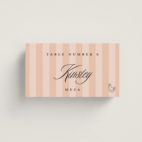 This is a candy wedding place cards with standard by Susan Zinader called a simple stripe meal choice printing on signature in placecard