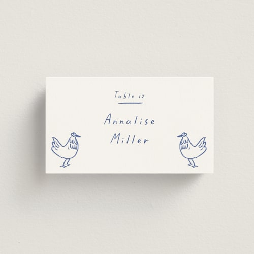 This is a bistro wedding place cards with standard by Ani Somi called bon vivant printing on signature in placecard