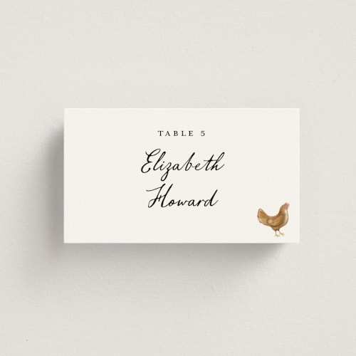 This is a pearl wedding place cards with standard by Petra Kern called let's eat printing on signature in placecard