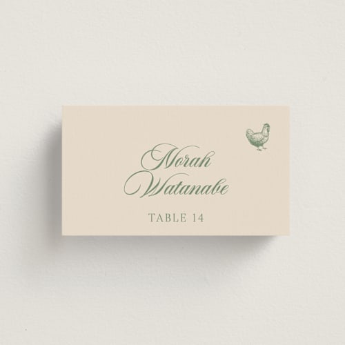 This is a spruce wedding place cards with standard by Ashley Nicole called preppy stripes printing on signature in placecard
