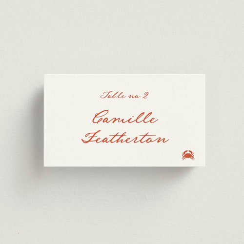 This is a verona sunset wedding place cards with standard by Benita Crandall called the classic printing on signature in placecard