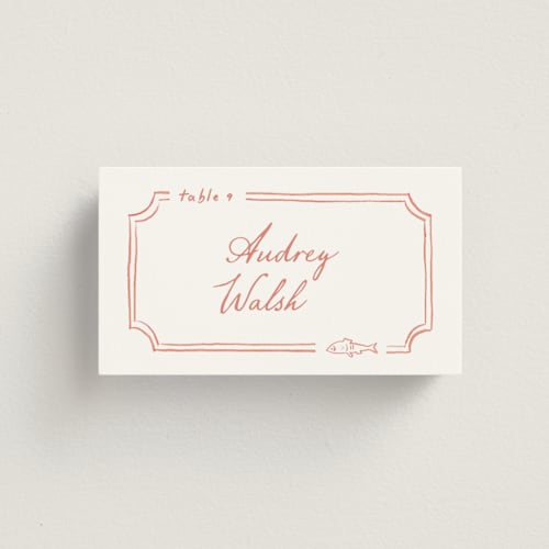 This is a hibiscus wedding place cards with standard by Creo Study called organic frame printing on signature in placecard