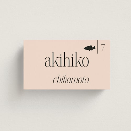 This is a champagne wedding place cards with standard by Hudson meet Rose called noho printing on signature in placecard