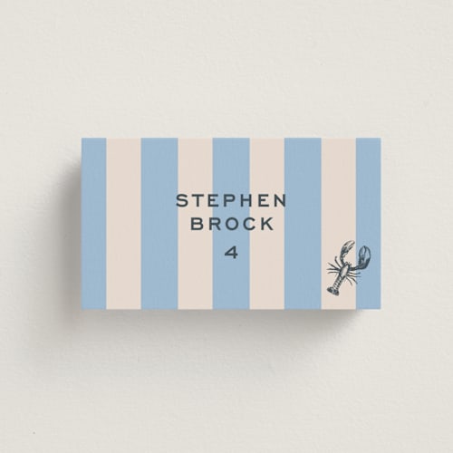 This is a bluebell wedding place cards with standard by Megan Davis called rhode printing on signature in placecard