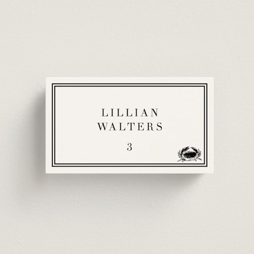 This is a tuxedo wedding place cards with standard by Megan Davis called perry printing on signature in placecard