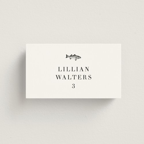 This is a ink wedding place cards with standard by Megan Davis called plated printing on signature in placecard