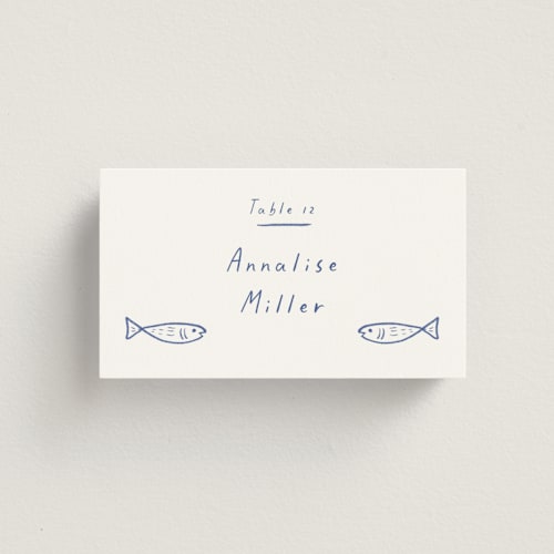 This is a bistro wedding place cards with standard by Ani Somi called bon vivant printing on signature in placecard