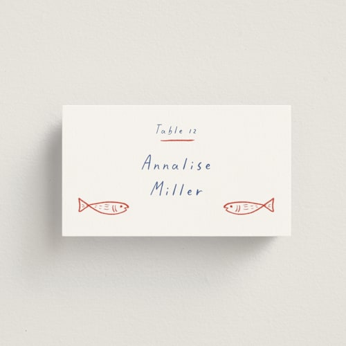 This is a cardinal wedding place cards with standard by Ani Somi called bon vivant printing on signature in placecard