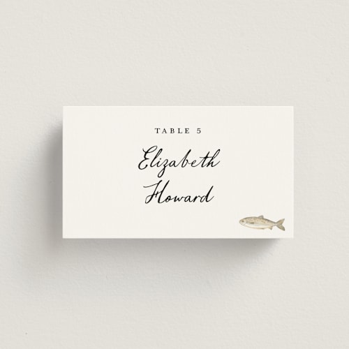This is a pearl wedding place cards with standard by Petra Kern called let's eat printing on signature in placecard