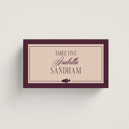 This is a cabernet wedding place cards with standard by Hudson meet Rose called merlot printing on signature in placecard