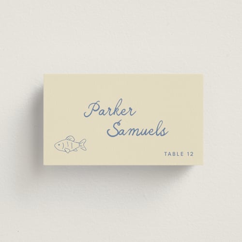 This is a wave wedding place cards with standard by Kelly Watkins called lover printing on signature in placecard