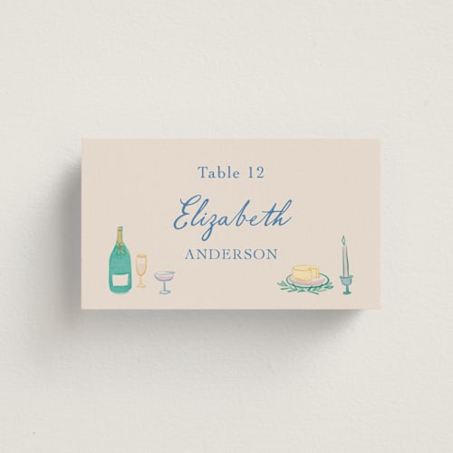 This is a pastel wedding place cards with standard by Elly called dining printing on signature in placecard