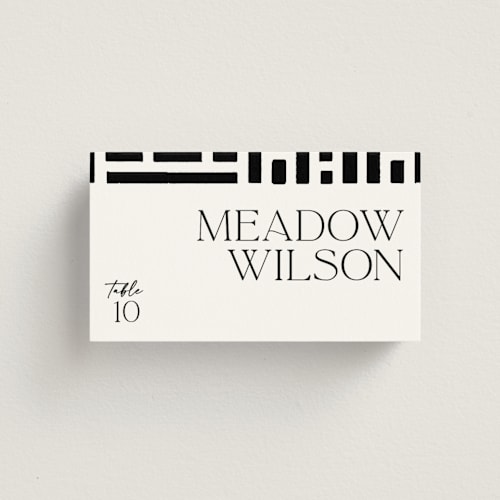 This is a pearl wedding place cards with standard by Owl and Toad called casual printing on signature in placecard