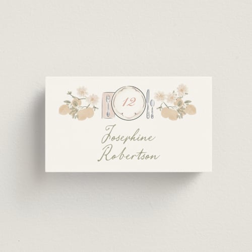 This is a petal wedding place cards with standard by Jenna Holcomb called charlotte printing on signature in placecard