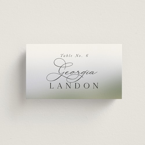 This is a snow wedding place cards with standard by Becky Nimoy called east coast lighthouse printing on signature in placecard
