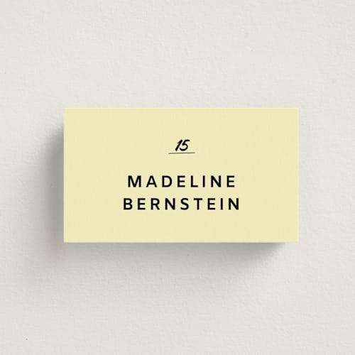 This is a butter wedding place cards with standard by Studio Suku called courthouse printing on signature in placecard