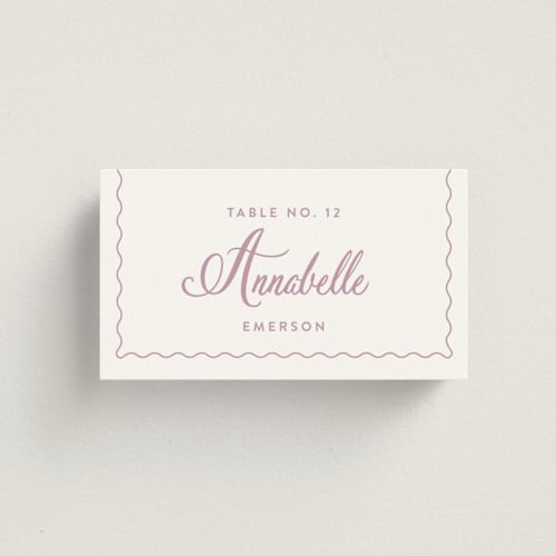 This is a lilac dreams wedding place cards with standard by Design Lotus called lavender dreams printing on signature in placecard