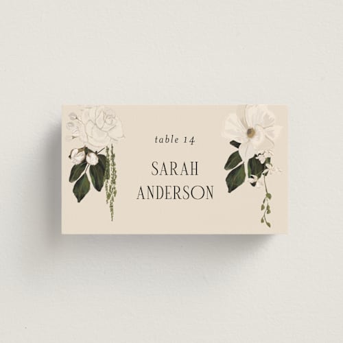 This is a champange wedding place cards with standard by Susan Moyal called romantics printing on signature in placecard