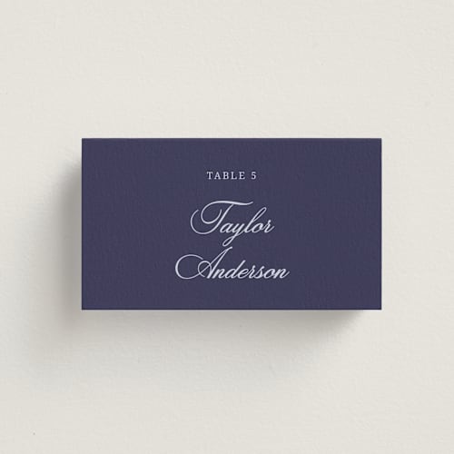 This is a plum wedding place cards with standard by Cass Loh called blooming crest printing on signature in placecard