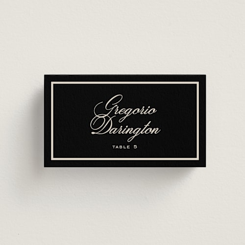 This is a raven wedding place cards with standard by chocomocacino called krytharaki printing on signature in placecard