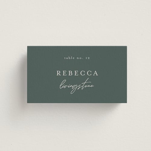 This is a forest wedding place cards with standard by Melanie Severin called vista printing on signature in placecard