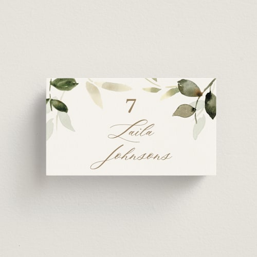 This is a moss wedding place cards with standard by Petra Kern called lovely printing on signature in placecard