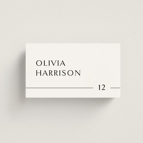 This is a cotton wedding place cards with standard by Jennifer Postorino called align printing on signature in placecard