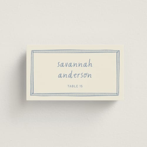 This is a sky wedding place cards with standard by Kelly Watkins called florence printing on signature in placecard