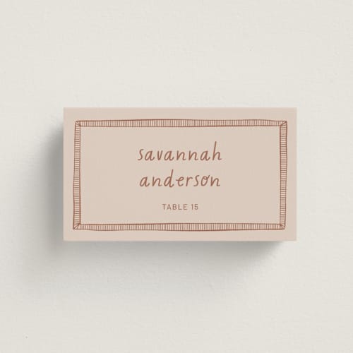 This is a apricot wedding place cards with standard by Kelly Watkins called florence printing on signature in placecard