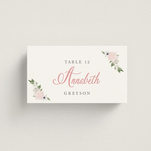 This is a pinched wedding place cards with standard by Design Lotus called sweethearts printing on signature in placecard
