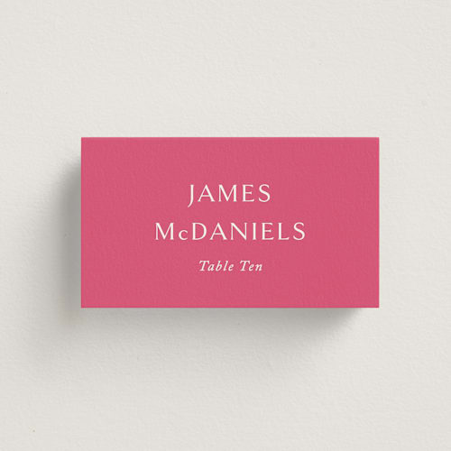 This is a carnation wedding place cards with standard by Jennifer Postorino called everlasting printing on signature in placecard