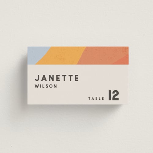 This is a sunset wedding place cards with standard by Robin Ott called canyon wall printing on signature in placecard