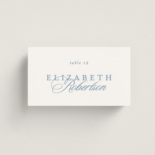This is a sky wedding place cards with standard by Creo Study called aristocratic printing on signature in placecard