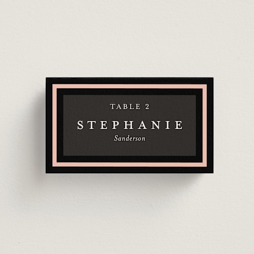 This is a onyx wedding place cards with standard by Eric Clegg called elance printing on signature in placecard