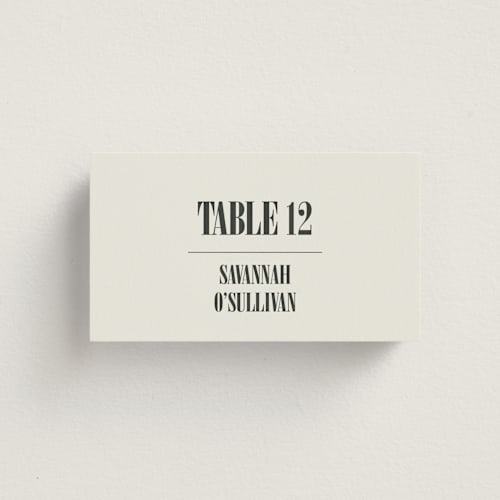 This is a ash wedding place cards with standard by Kelly Watkins called flynn printing on signature in placecard