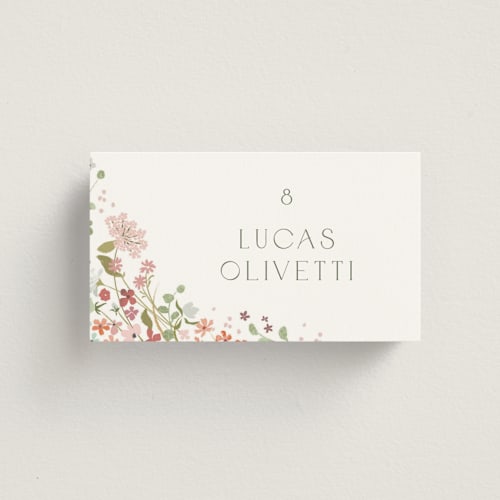 This is a peony wedding place cards with standard by Jennifer Wick called avery printing on signature in placecard