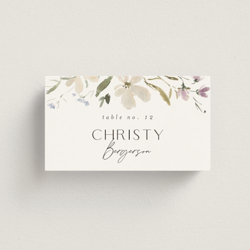 This is a garden wedding place cards with standard by Itsy Belle Studio called aster printing on signature in placecard