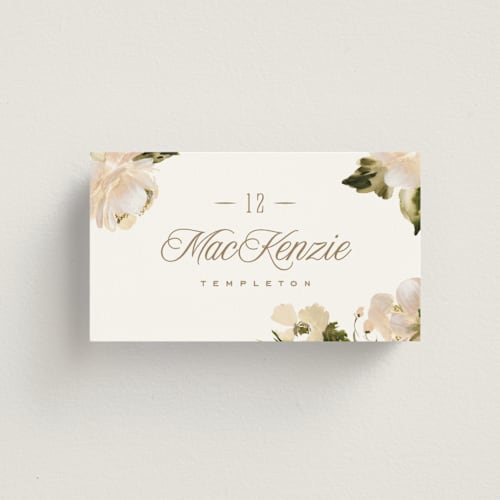 This is a pearl wedding place cards with standard by Leah Bisch called felicity printing on signature in placecard