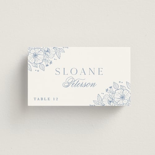 This is a nova wedding place cards with standard by Kristen Smith called wild roses printing on signature in placecard