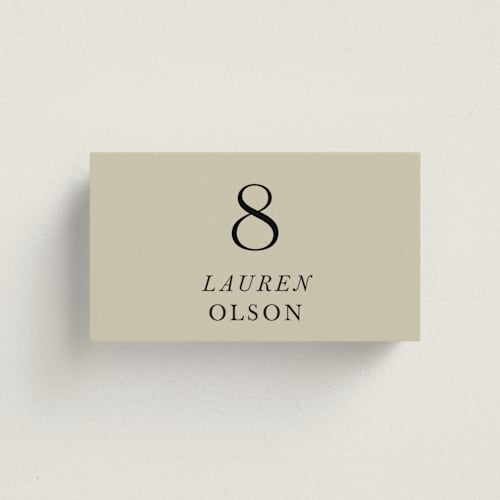 This is a daffodil wedding place cards with standard by Lindsay Megahed called english garden printing on signature in placecard