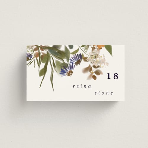 This is a fall wedding place cards with standard by Grace Kreinbrink called pressed garden printing on signature in placecard