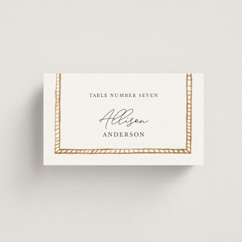 This is a sea wedding place cards with standard by leslie hamer called americana printing on signature in placecard