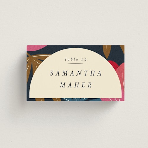 This is a hawaii wedding place cards with standard by Ani Somi called tropical sonata printing on signature in placecard
