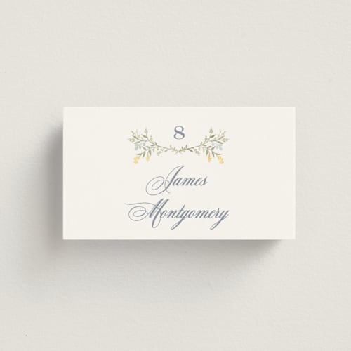 This is a spring wedding place cards with standard by Petra Kern called monogrammed printing on signature in placecard