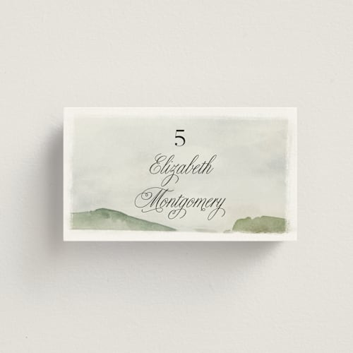 This is a emerald wedding place cards with standard by Petra Kern called countryside printing on signature in placecard