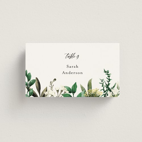 This is a porcelain wedding place cards with standard by Susan Moyal called fresh classic printing on signature in placecard