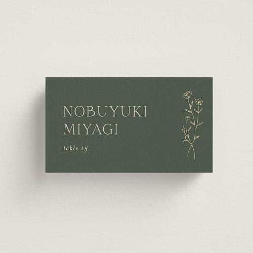 This is a juniper wedding place cards with standard by chocomocacino called kouignette printing on signature in placecard